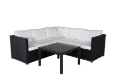 Garten Loungeset Liana – mit schwarzem Geflecht & weißen Kissen