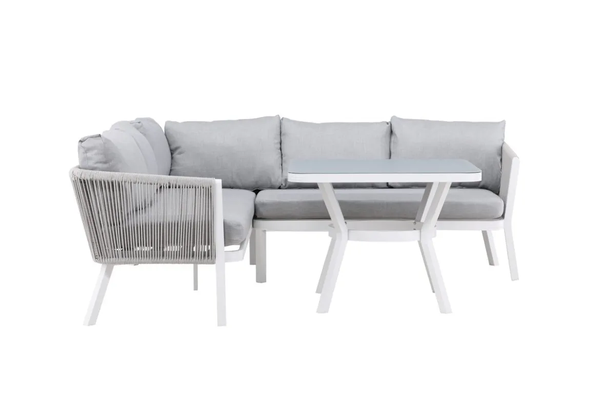 Garten Loungeset Lindsay - Wahlweise in Schwarz/Grau oder Weiß/Grau