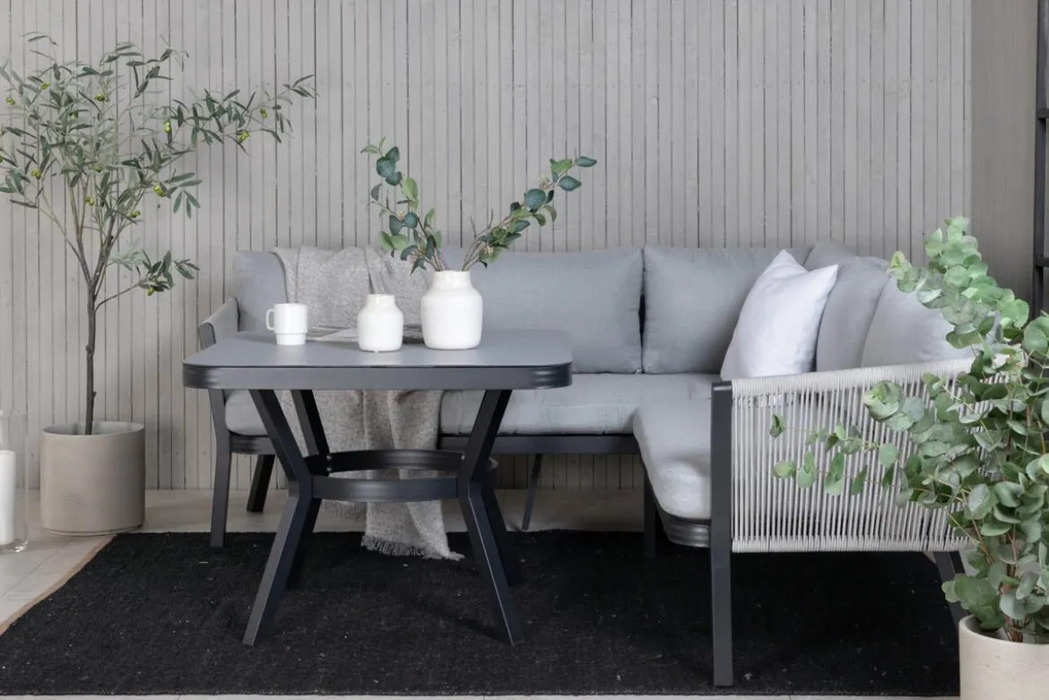 Garten Loungeset Lindsay - Wahlweise in Schwarz/Grau oder Weiß/Grau