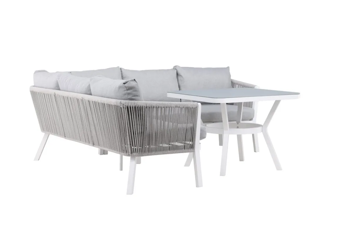 Garten Loungeset Lindsay - Wahlweise in Schwarz/Grau oder Weiß/Grau
