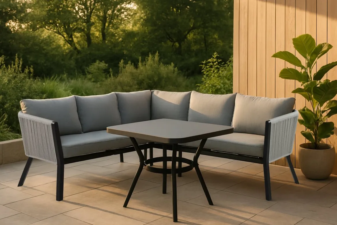 Garten Loungeset Lindsay - Wahlweise in Schwarz/Grau oder Weiß/Grau