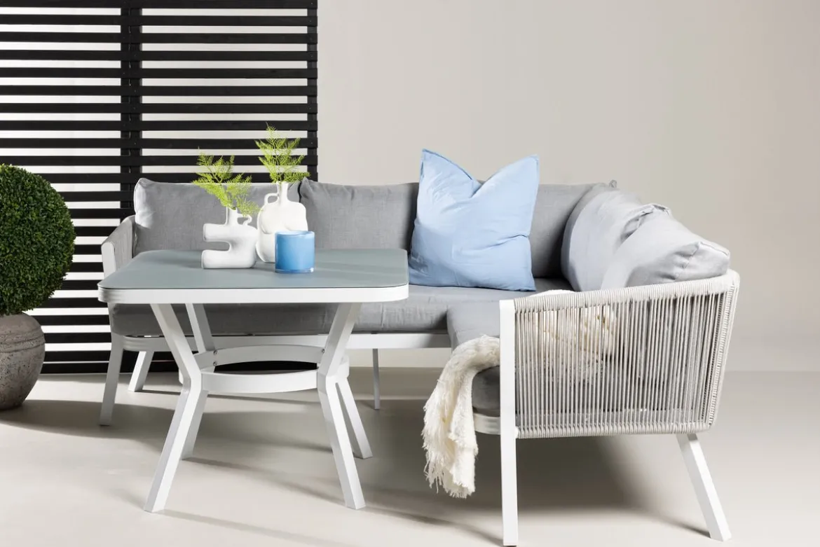 Garten Loungeset Lindsay - Wahlweise in Schwarz/Grau oder Weiß/Grau