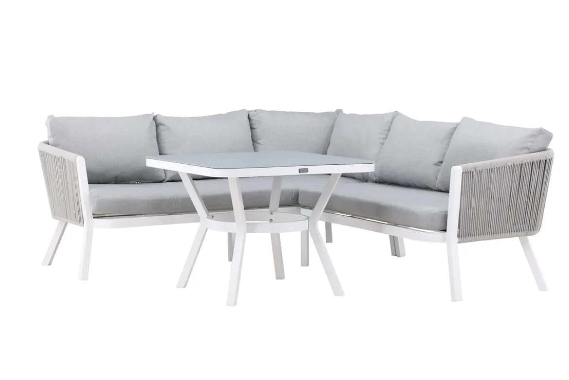 Garten Loungeset Lindsay - Wahlweise in Schwarz/Grau oder Weiß/Grau