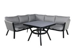Garten Loungeset Lindsay - Wahlweise in Schwarz/Grau oder Weiß/Grau