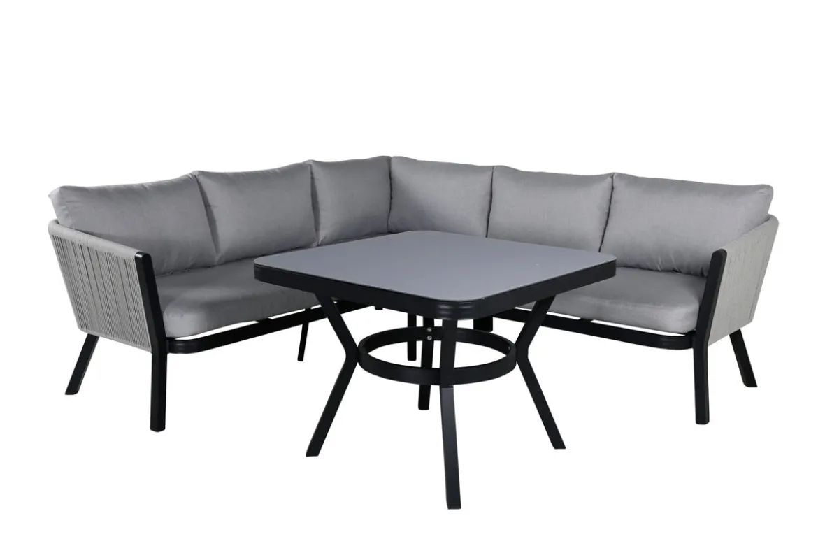 Garten Loungeset Lindsay - Wahlweise in Schwarz/Grau oder Weiß/Grau