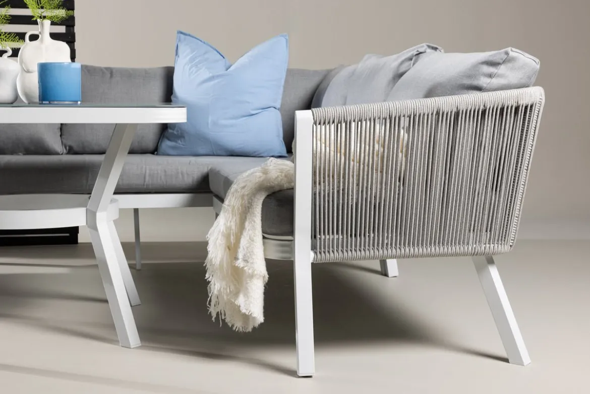 Garten Loungeset Lindsay - Wahlweise in Schwarz/Grau oder Weiß/Grau