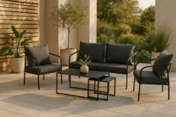 Garten Loungeset Living - aus schwarzem Stahlgestell