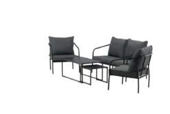 Garten Loungeset Living - aus schwarzem Stahlgestell