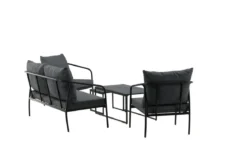 Garten Loungeset Living - aus schwarzem Stahlgestell