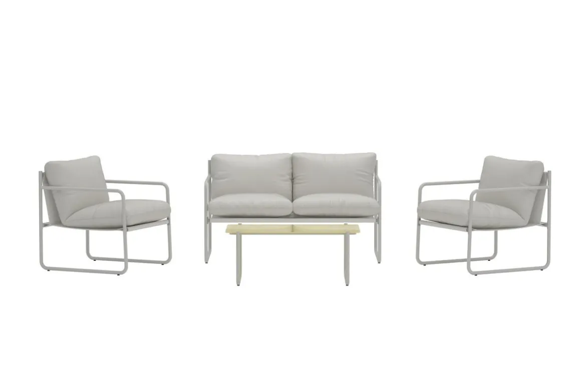 Garten Loungeset Marento – 4-teiliges Set mit grauem Stahlgestell