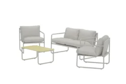 Garten Loungeset Marento – 4-teiliges Set mit grauem Stahlgestell