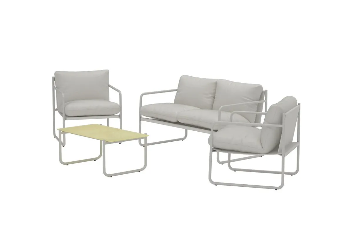 Garten Loungeset Marento – 4-teiliges Set mit grauem Stahlgestell