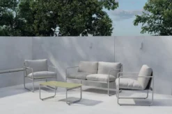 Garten Loungeset Marento – 4-teiliges Set mit grauem Stahlgestell