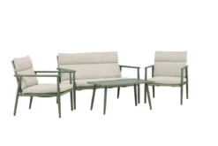 Garten Loungeset Marlen – in Grün & Beige mit Sofa, Sesseln & Tisch