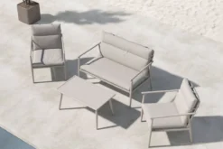 Garten Loungeset Marlen – in Grün & Beige mit Sofa, Sesseln & Tisch