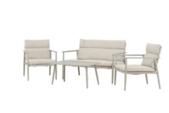 Garten Loungeset Marlen – in Grün & Beige mit Sofa, Sesseln & Tisch