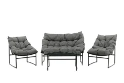 Garten Loungeset Marvella – 4-teiliges Outdoor-Sofa-Set in Schwarz mit Polstern