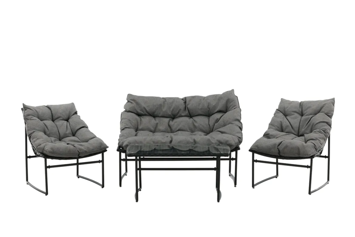 Garten Loungeset Marvella – 4-teiliges Outdoor-Sofa-Set in Schwarz mit Polstern