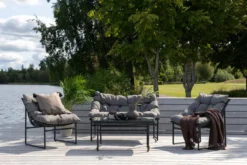 Garten Loungeset Marvella – 4-teiliges Outdoor-Sofa-Set in Schwarz mit Polstern