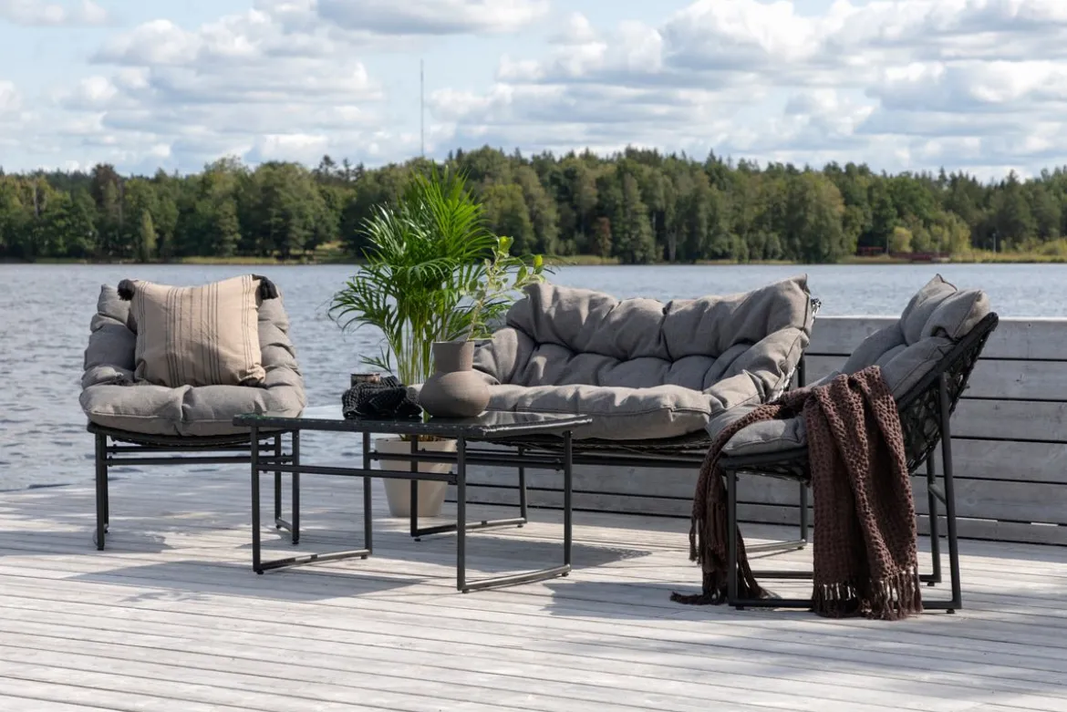 Garten Loungeset Marvella – 4-teiliges Outdoor-Sofa-Set in Schwarz mit Polstern