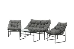 Garten Loungeset Marvella – 4-teiliges Outdoor-Sofa-Set in Schwarz mit Polstern