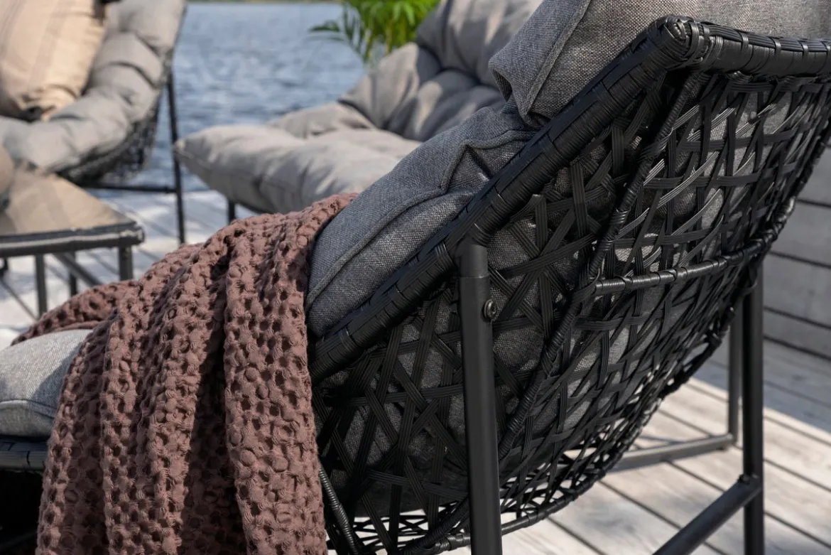 Garten Loungeset Marvella – 4-teiliges Outdoor-Sofa-Set in Schwarz mit Polstern
