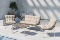 Garten Loungeset Marvella – 4-teiliges Outdoor-Sofa-Set in Beige mit Polstern