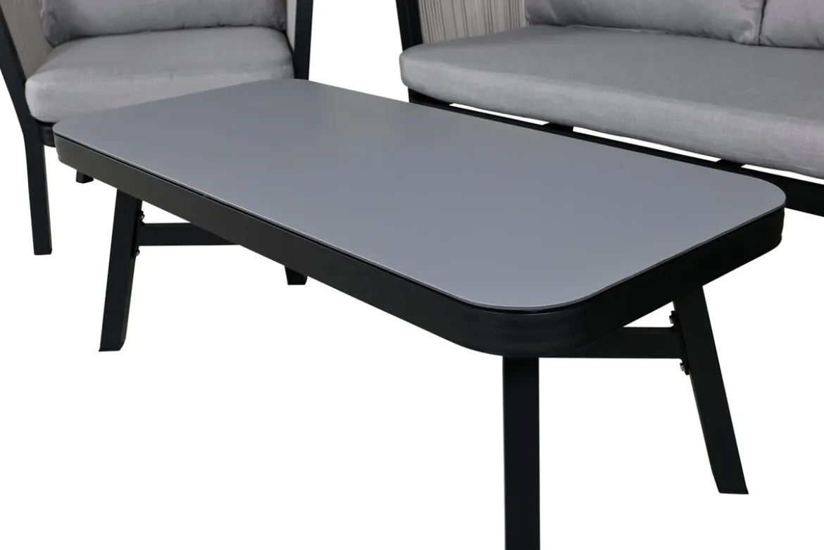 Garten Loungeset Mira – 4-teiliges Set mit grauer Glasplatte