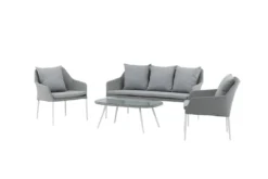 Garten Loungeset Morena - in Weiß mit grauem Stoff