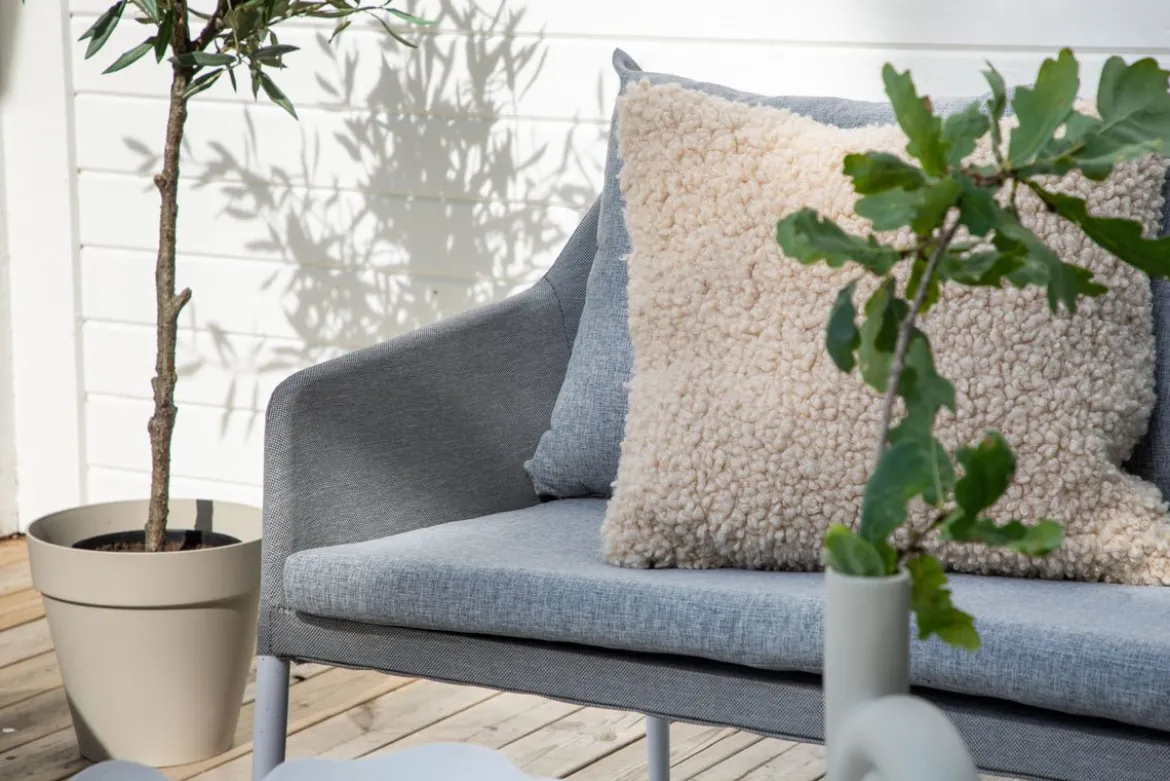 Garten Loungeset Morena - in Weiß mit grauem Stoff