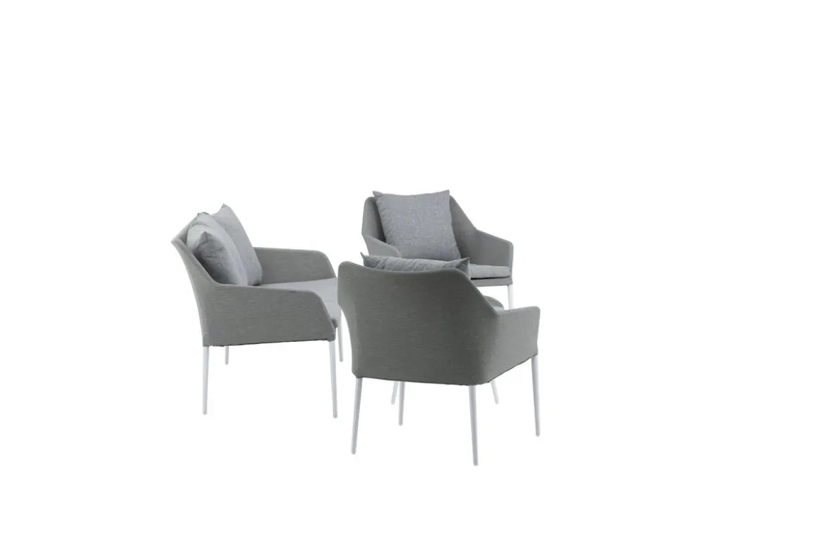 Garten Loungeset Morena - in Weiß mit grauem Stoff