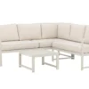 Garten Loungeset Nadi – 3-teilig mit Tisch in Beige aus Aluminium & Polyester