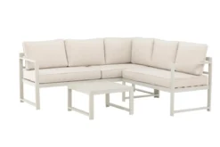 Garten Loungeset Nadi – 3-teilig mit Tisch in Beige aus Aluminium & Polyester