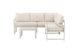 Garten Loungeset Nadi – 3-teilig mit Tisch in Beige aus Aluminium & Polyester