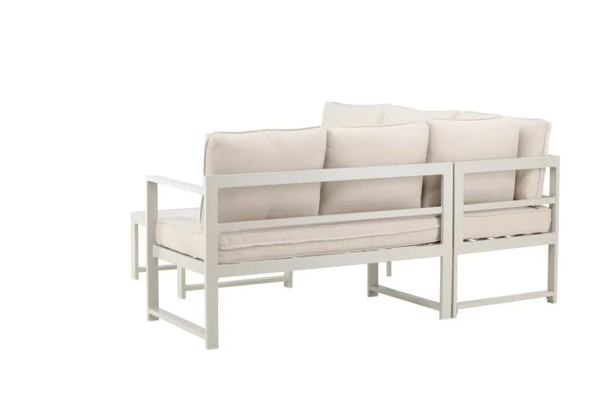 Garten Loungeset Nadi – 3-teilig mit Tisch in Beige aus Aluminium & Polyester