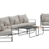 Garten Loungeset Nivo – 5-teiliges Set mit beigen Bouclé-Kissen
