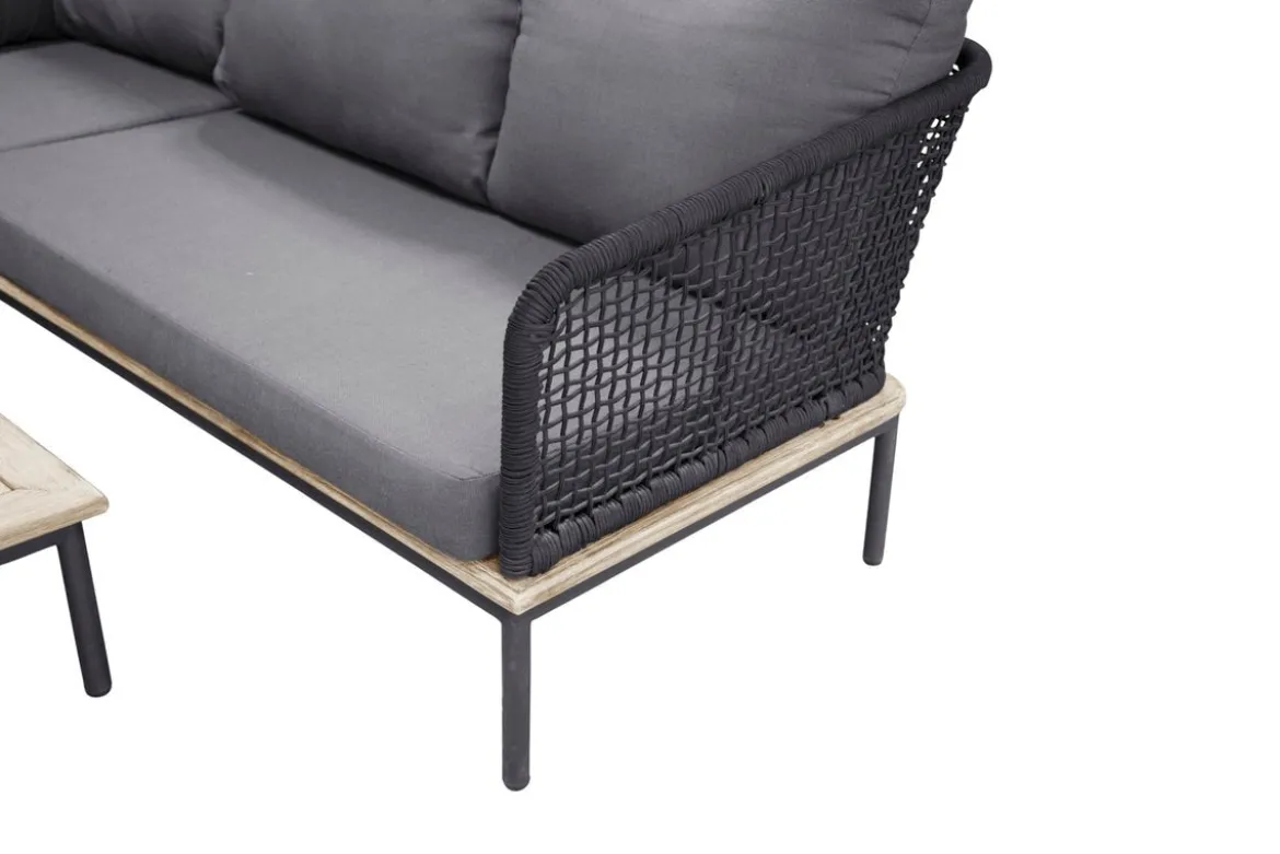 Garten Loungeset Olanda – mit Ecksofa & Couchtisch aus Akazienholz und Metall