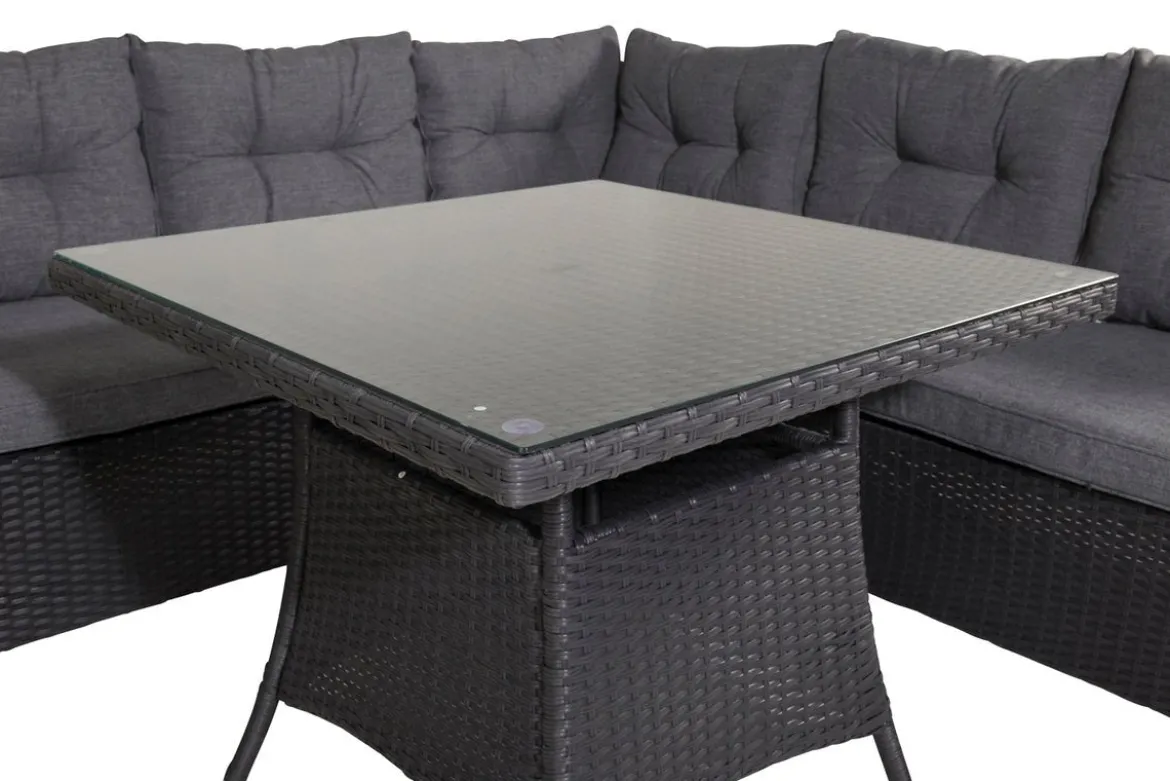 Garten Loungeset Olivia – mit Ecksofa & Glas-Couchtisch in zwei Farben