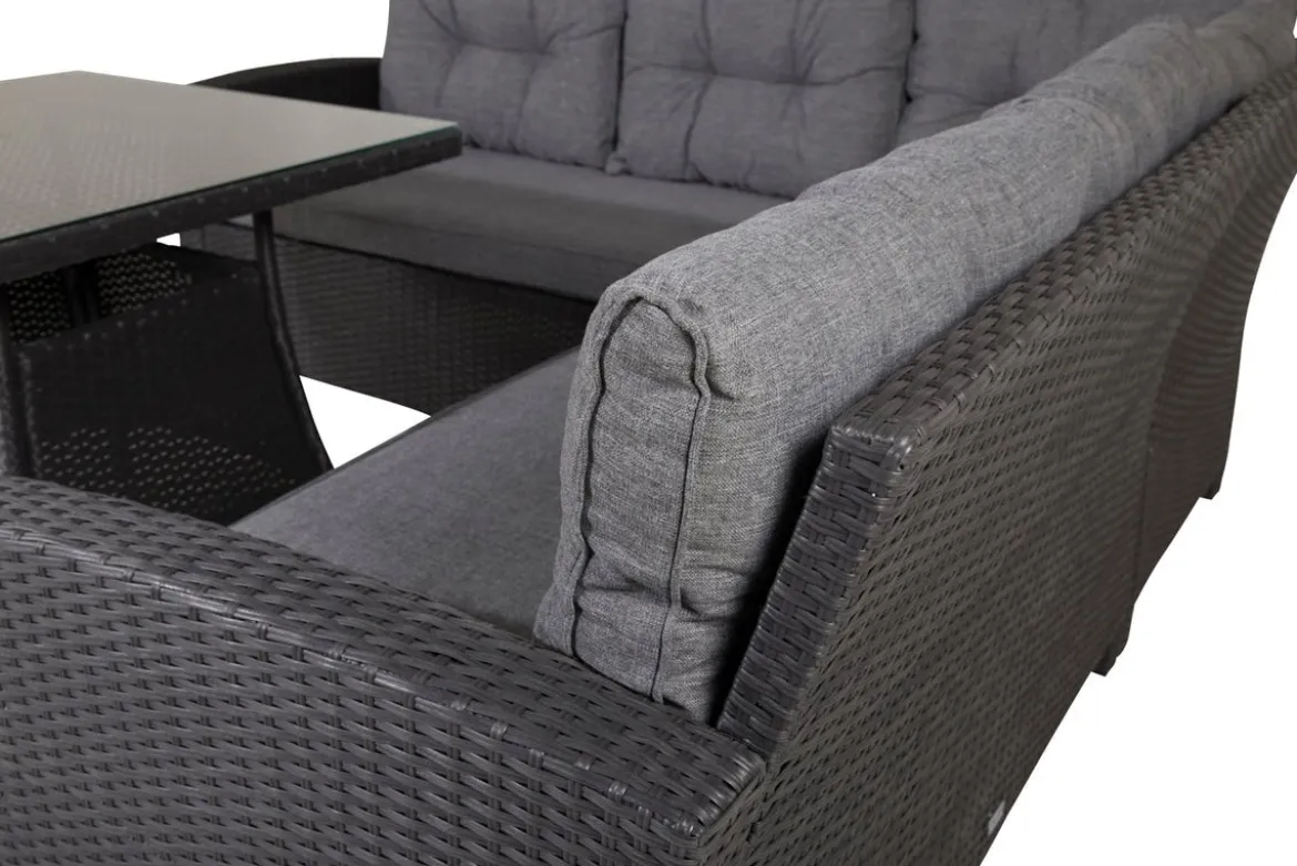 Garten Loungeset Olivia – mit Ecksofa & Glas-Couchtisch in zwei Farben