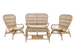 Garten Loungeset Raisa – mit Glasplatte & weißen Kissen