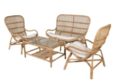 Garten Loungeset Raisa – mit Glasplatte & weißen Kissen