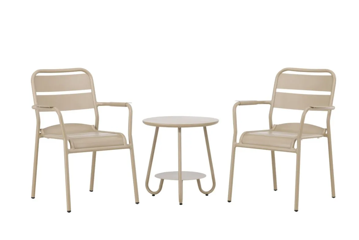 Garten Loungeset Rivana – 3-teiliges Set mit 2 Stühlen & Tisch in Beige