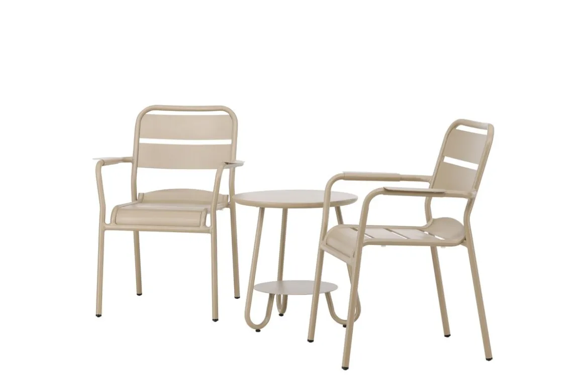 Garten Loungeset Rivana – 3-teiliges Set mit 2 Stühlen & Tisch in Beige
