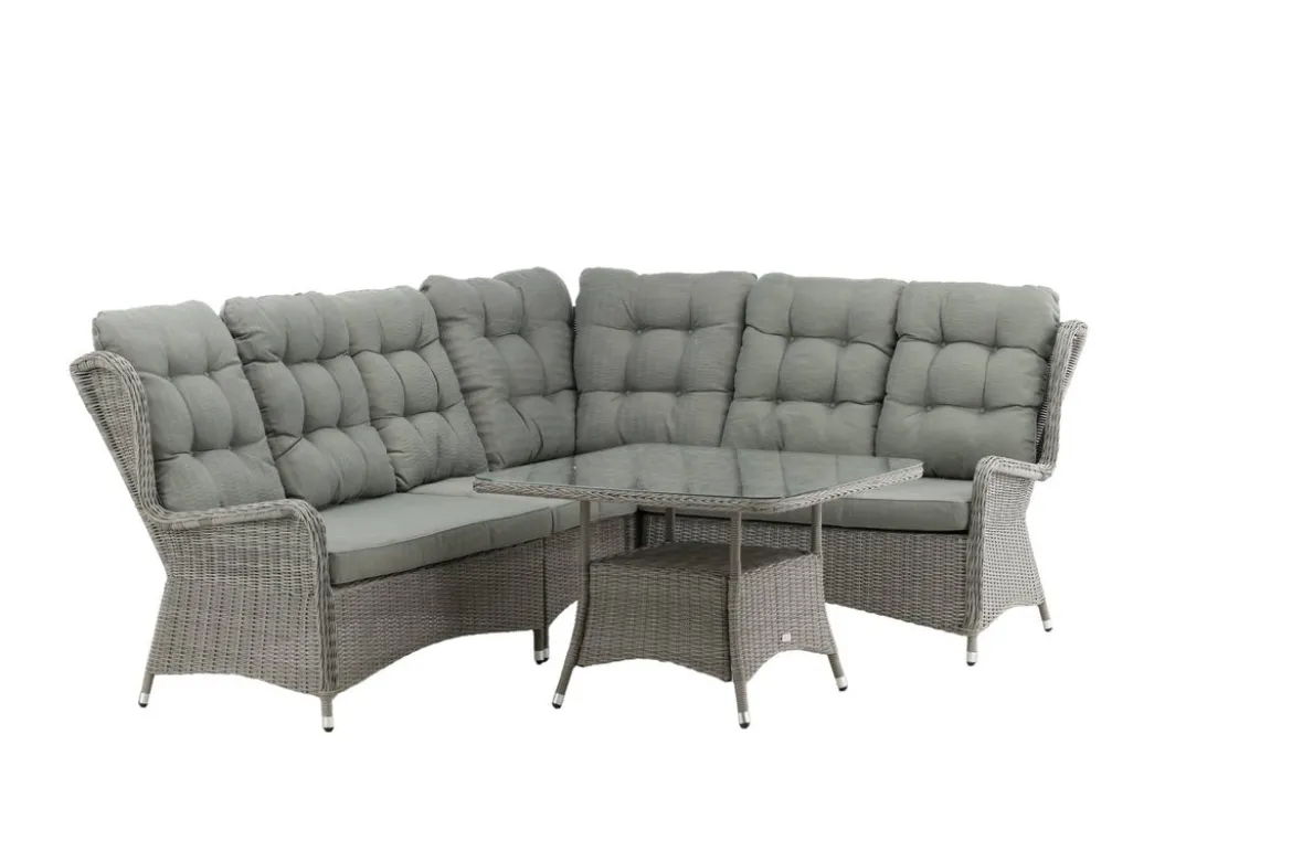 Garten Loungeset Samui – aus Aluminium & Polyrattan mit Glas-Couchtisch