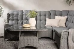 Garten Loungeset Samui – aus Aluminium & Polyrattan mit Glas-Couchtisch