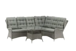 Garten Loungeset Samui – aus Aluminium & Polyrattan mit Glas-Couchtisch