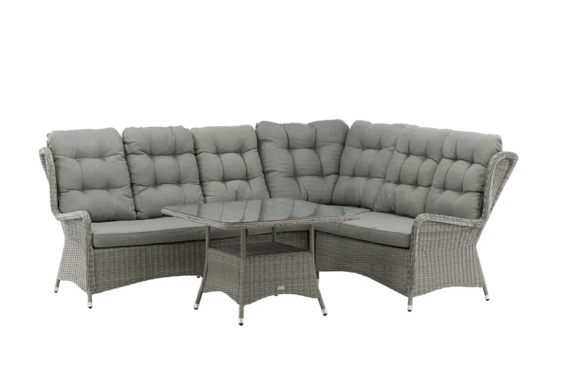 Garten Loungeset Samui – aus Aluminium & Polyrattan mit Glas-Couchtisch