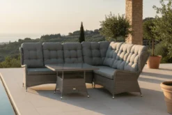 Garten Loungeset Samui – aus Aluminium & Polyrattan mit Glas-Couchtisch
