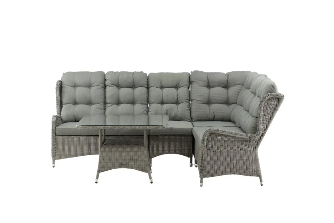 Garten Loungeset Samui – aus Aluminium & Polyrattan mit Glas-Couchtisch