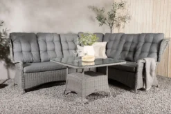 Garten Loungeset Samui – aus Aluminium & Polyrattan mit Glas-Couchtisch
